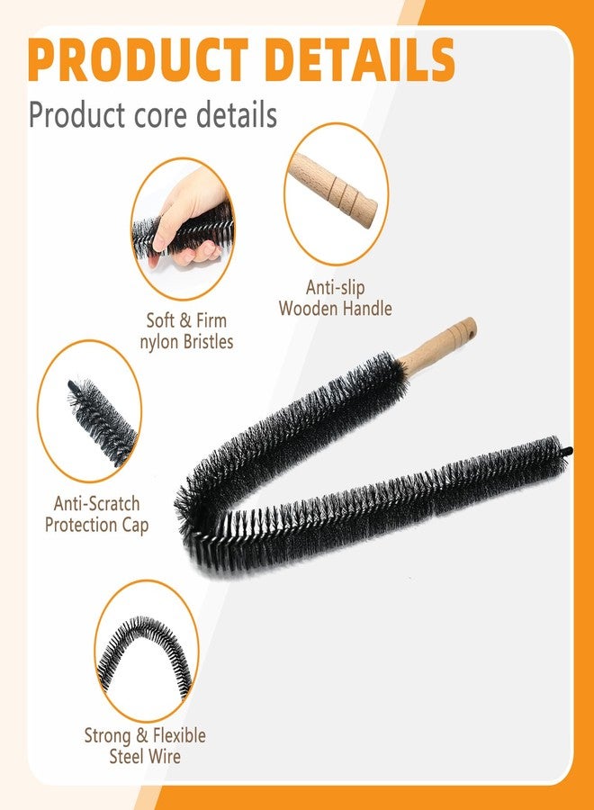 KEUYE Fridge Coil Cleaning Brush,29.5Inch Long Handle Coil Brush for Fridge,Crevice Stanless Steel Cleaning Brush,Bendable,2Pack - Image 3